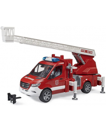 bruder MB Sprinter fire brigade with light ' sound module, model vehicle (red/Kolor: BIAŁY, turntable ladder, pump)