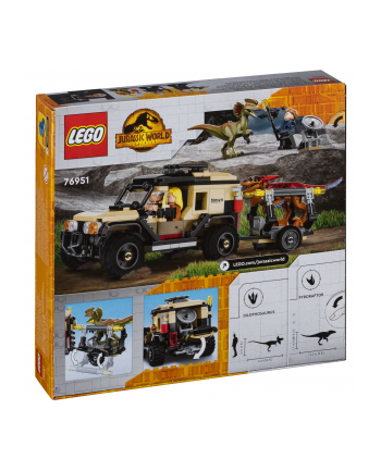 LEGO 76951 Jurassic World Pyroraptor ' Dilophosaurus Transport Construction Toy (Off-Road Toy Car with 2 Dinosaur Figures for Children Aged 7+)