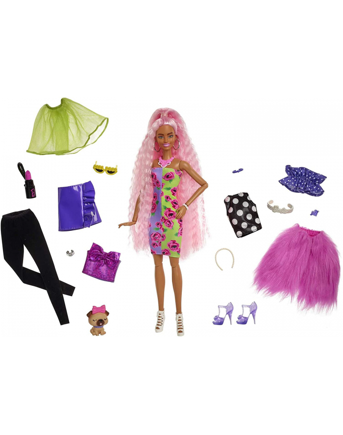 Barbie Lalka EXTRA MODA Deluxe zestaw ubranka + piesek HGR60 MATTEL główny