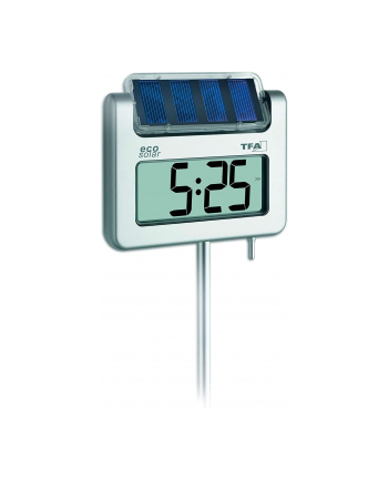 TFA Digital garden thermometer with solar lighting AVENUE (silver)
