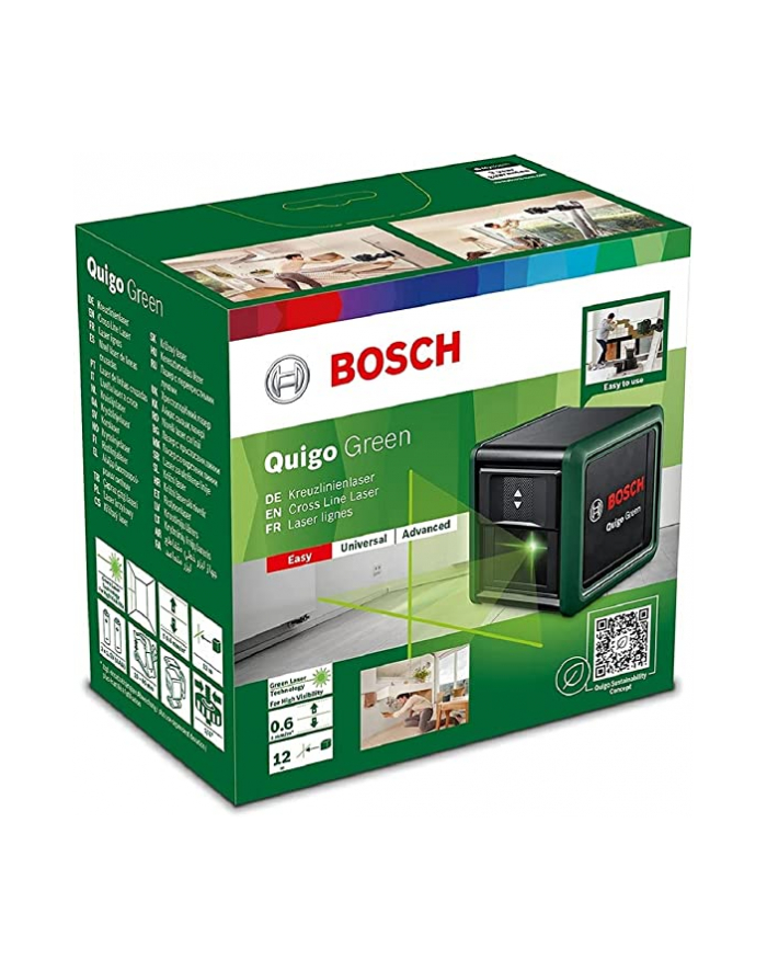 bosch powertools Bosch Cross line laser Quigo Green II, with clamp (green/Kolor: CZARNY, green laser lines, range 10 meters) główny