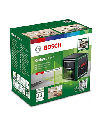 bosch powertools Bosch Cross line laser Quigo Green II, with clamp (green/Kolor: CZARNY, green laser lines, range 10 meters)