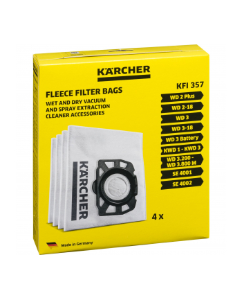 karcher Worki flizelinowe do odkurzaczy WD 2, WD 3, KWD 1-KWD 3, SE 4001, SE 4002 2.863-314.0 nr 1