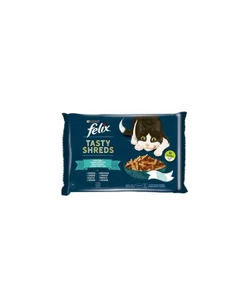 purina nestle FELIX Tasty Shreds z Łososiem i z Tuńczykiem 4x80g