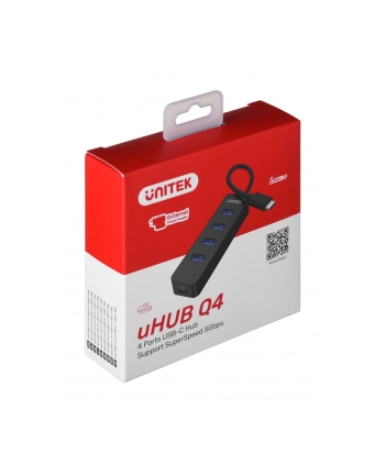UNITEK HUB USB-C 4XUSB-A 31  AKTYWNY  10 W  H1117B