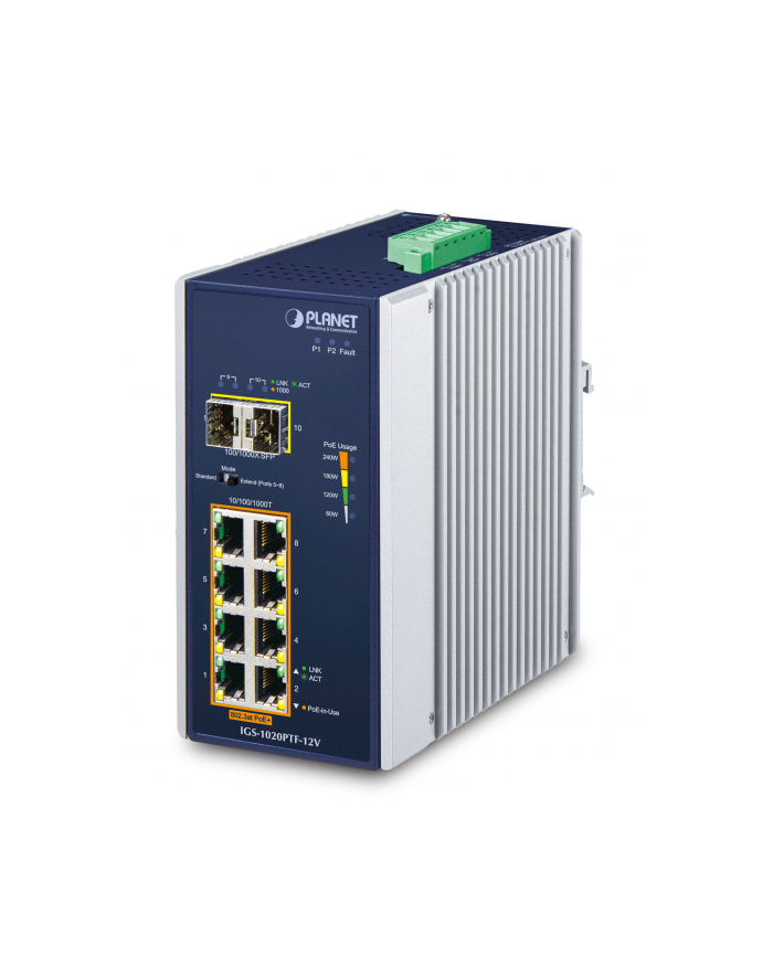 Planet Igs-1020Ptf-12V Ip30 Ind 8-P 10/100/1000T (IGS1020PTF12V) główny