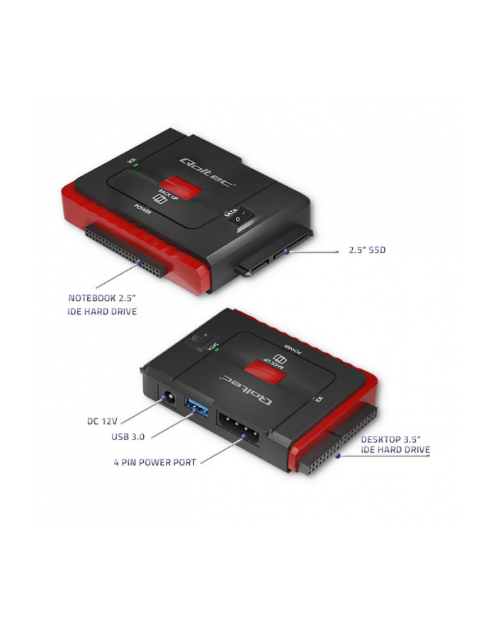 qoltec Adapter USB 3.0 do ID-E | SATA III główny