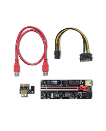 qoltec Riser PCI-E 1x - 16X | USB 3.0 | ver. 010S | SATA/PCI-E 6 pin