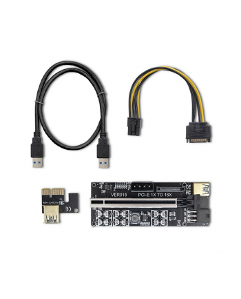 qoltec Riser PCI-E 1x - 16x | USB 3.0 | ver. 018 | SATA/PCI-E 6 pin
