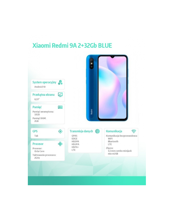 xiaomi Smartfon Redmi 9A 2+32GB Blue główny