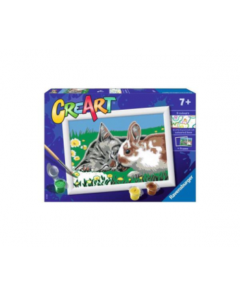 Malowanka CreArt dla dzieci: Kotek i króliczek na łące 200740 RAVENSBURGER malowanie po numerach