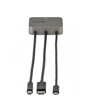 StarTech CDPHDMDP2HD .com adapter kablowy 0,27 m HDMI + USB HDMI + Mini DisplayPort + USB Type-C Czarny, Srebrny
