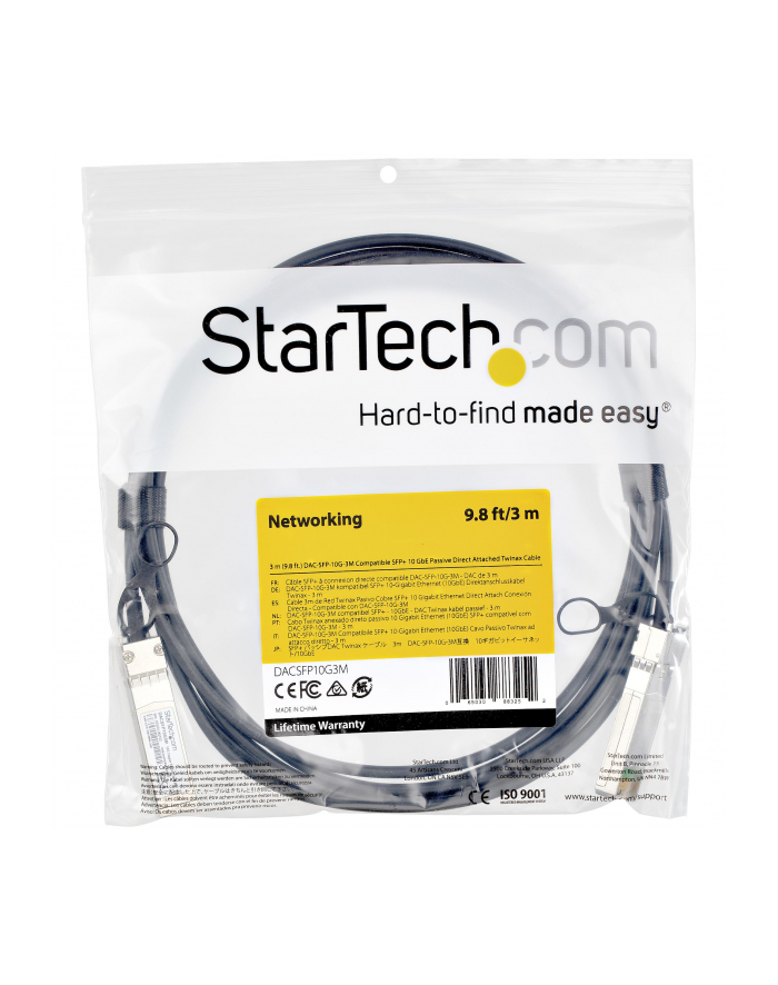 StarTech DACSFP10G3M .com kabel optyczny 3 m SFP Czarny główny