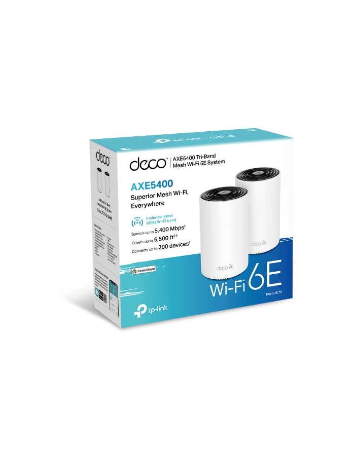 TP-Link DECO XE75(2-PACK) Deco XE75 Trójpasmowy (2,4 GHz / 5 GHz / 6 GHz) Wi-Fi 6E (802.11ax) Biały 3 Wewnętrzne główny