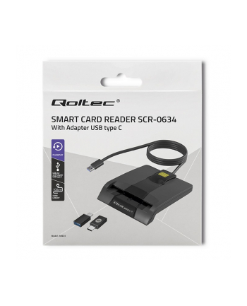 qoltec Inteligentny czytnik chipowych kart ID SCR-0634 | USB typu C