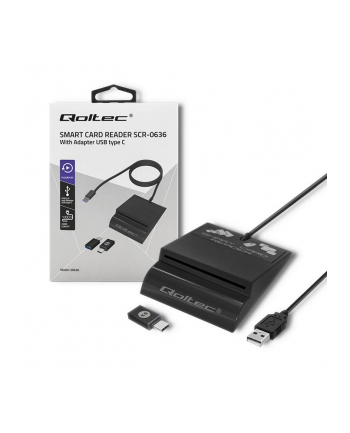 qoltec Inteligentny czytnik chipowych kart ID SCR-0636 | USB typu C