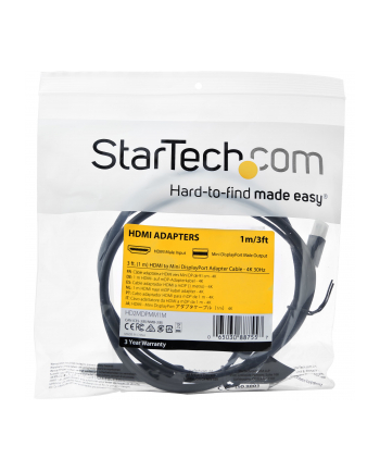 StarTech HD2MDPMM1M .com adapter kablowy 1 m HDMI Typu A (Standard) Mini DisplayPort Czarny