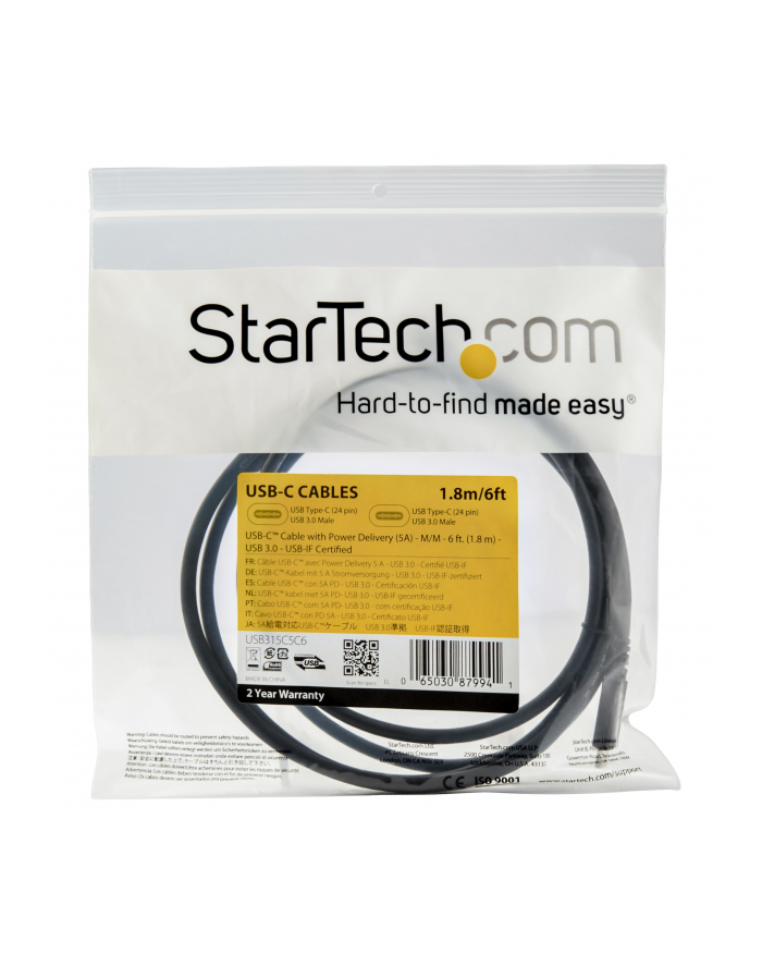 StarTech USB315C5C6 .com kabel USB 1,8 m USB 3.2 Gen 1 (3.1 Gen 1) USB C Czarny główny