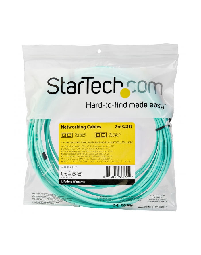 StarTech 450FBLCLC7 .com kabel optyczny 7 m LC OM4 Kolor Aqua główny