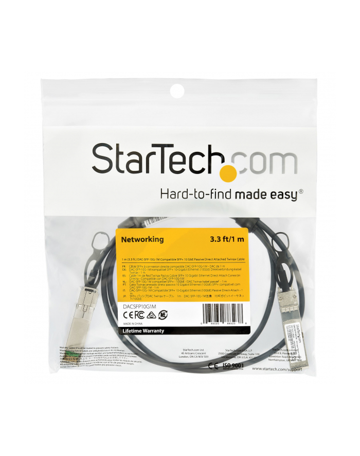 StarTech DACSFP10G1M .com kabel optyczny 1 m SFP+ Czarny główny