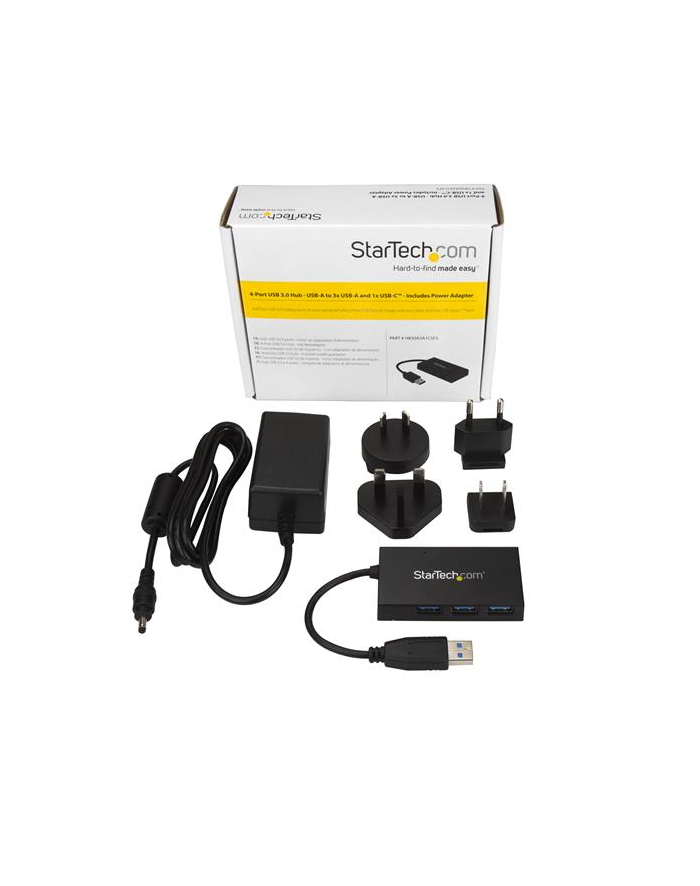 StarTech HB30A3A1CSFS .com huby i koncentratory USB 3.2 Gen 1 (3.1 Gen 1) Type-A 5000 Mbit/s Czarny główny