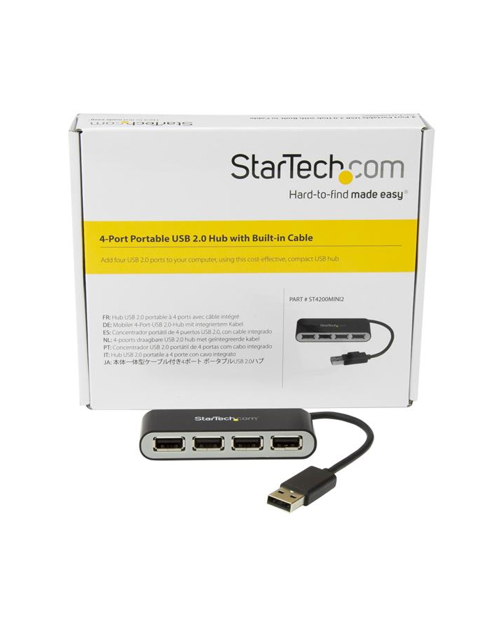 StarTech ST4200MINI2 .com huby i koncentratory USB 2.0 480 Mbit/s Czarny, Srebrny główny