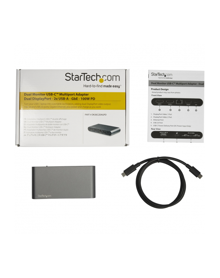 StarTech DK30C2DAGPD .com stacja dokująca Przewodowa USB 3.2 Gen 1 (3.1 Gen 1) Type-C Czarny główny