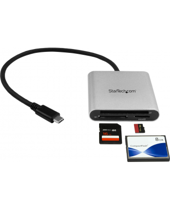 StarTech FCREADU3C .com czytnik kart USB 3.2 Gen 1 (3.1 Gen 1) Type-C Czarny, Srebrny