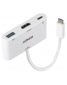 Lindy 43340 adapter kablowy 0,18 m HDMI + USB Type-A USB Type-C Biały - nr 23