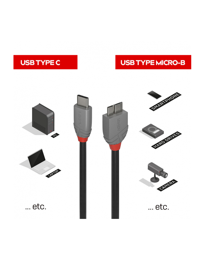 Lindy 36623 3m USB 3.2 Typ C / Micro-B główny