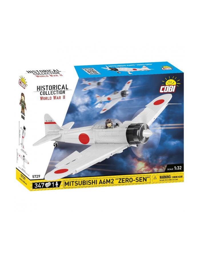 COBI 5729 Historical Collection WWII Samolot Mitsubishi A6M2 '';ZERO-SEN''; 347 klocków główny