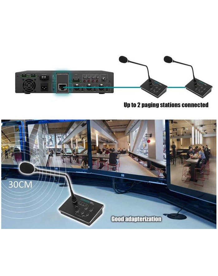 dsppa MP1000U - 2-strefowy wzmacniacz miksujący 350W/100V, AUX/USB/FM/Bluetooth główny
