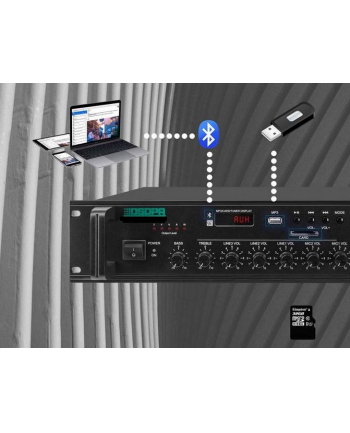 dsppa MP1010U - 6-strefowy wzmacniacz miksujšcy 350W/100V z USB/SD/FM/Bluetooth