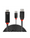 Lindy 41498 adapter kablowy 1 m HDMI + USB Type-A DisplayPort Czarny - nr 1