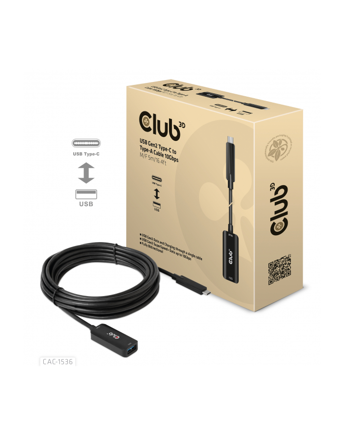 Club 3D CAC-1536 kabel USB 5 m USB4 Gen 3x2 USB C USB A główny