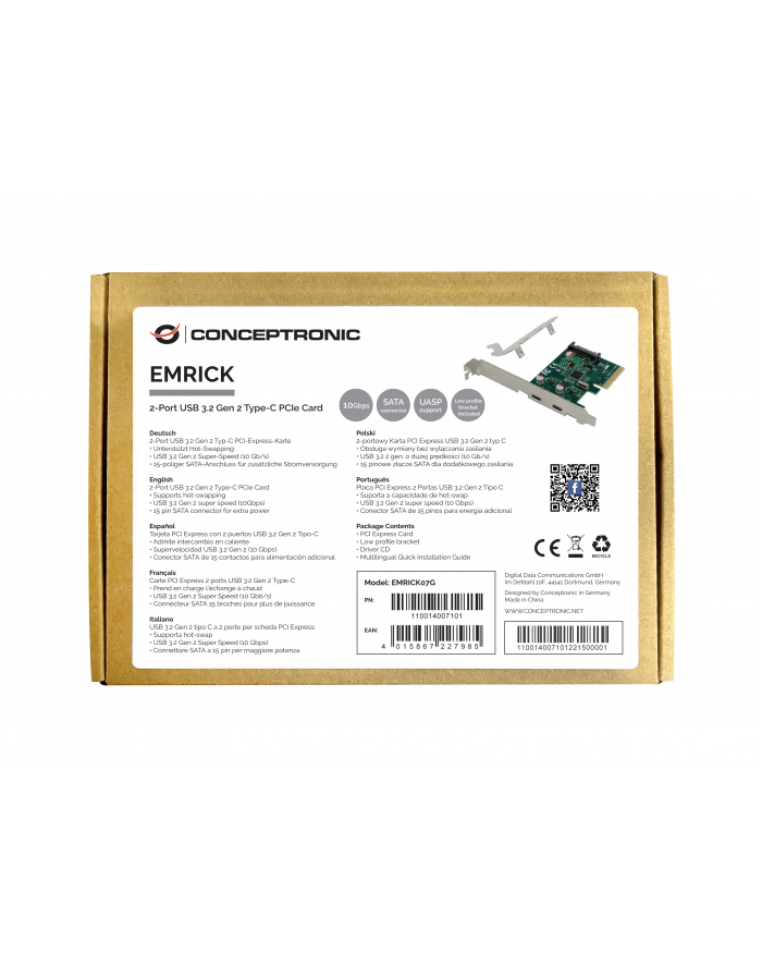 Conceptronic EMRICK07G adapter Wewnętrzny USB 3.2 Gen 2 (3.1 Gen 2) główny