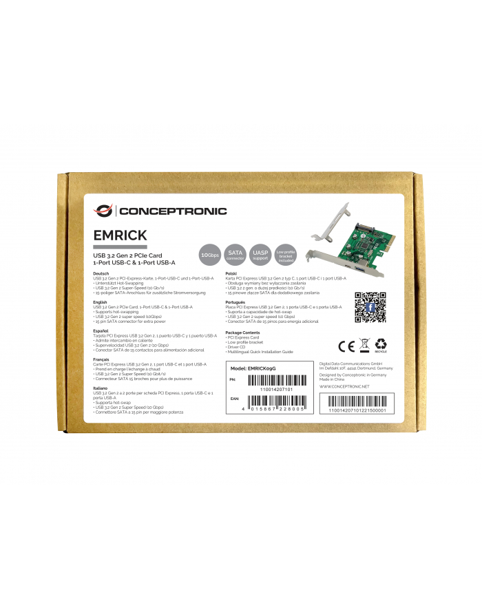 Conceptronic EMRICK09G adapter Wewnętrzny USB 3.2 Gen 2 (3.1 Gen 2) główny