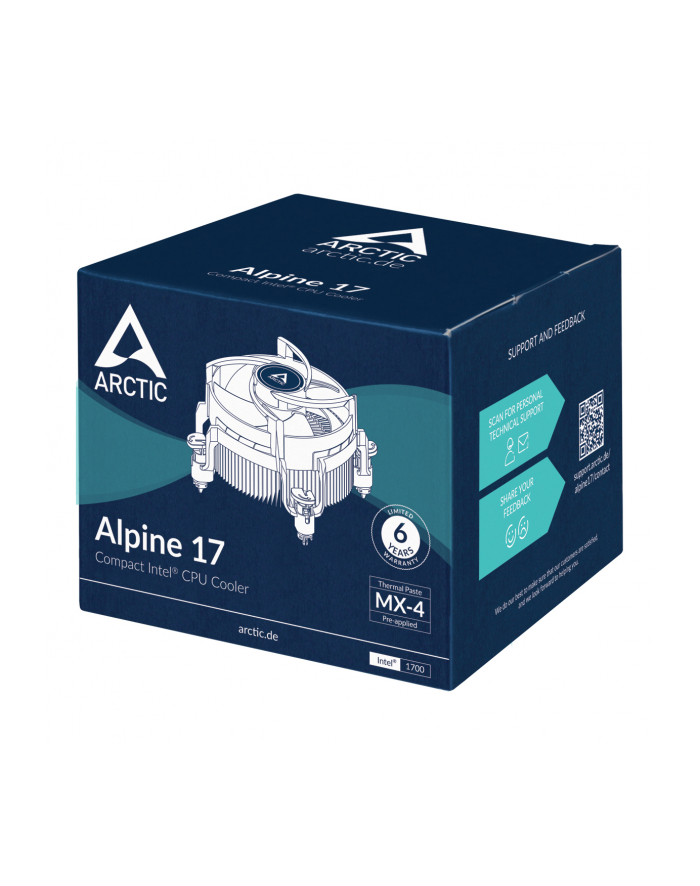 Arctic ACALP00040A Alpine 17 Procesor Chłodnica powietrza 9,2 cm Czarny, Srebrny 1 szt. główny