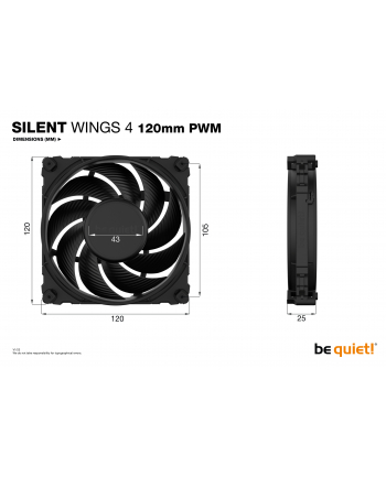 Be Quiet BL093 SILENT WINGS 4 | 120mm PWM Obudowa komputera Wentylator 12 cm Czarny 1 szt.