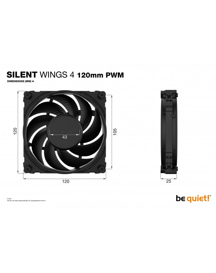 Be Quiet BL093 SILENT WINGS 4 | 120mm PWM Obudowa komputera Wentylator 12 cm Czarny 1 szt. główny
