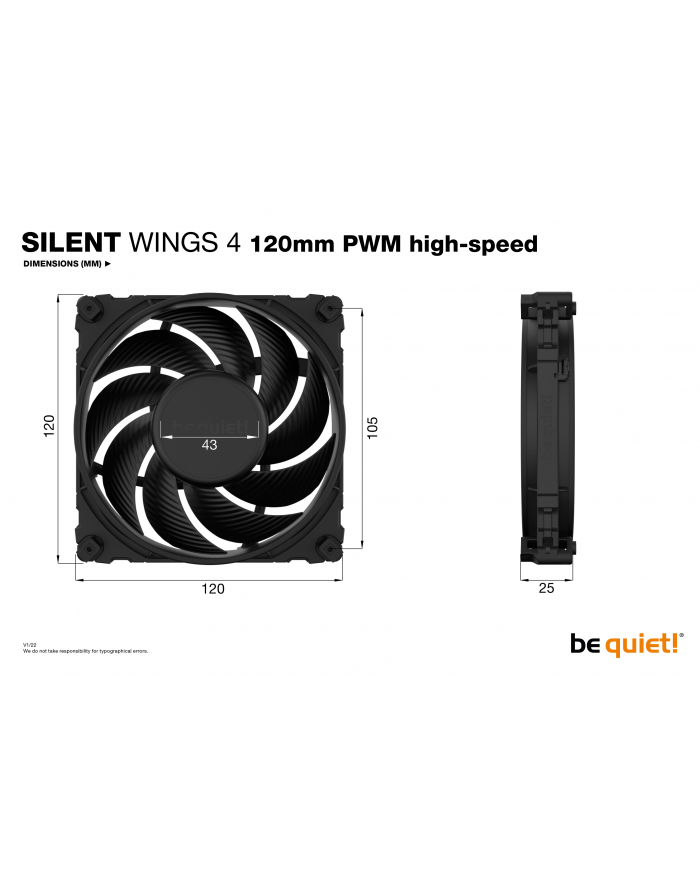 Be Quiet BL094 SILENT WINGS 4 | 120mm PWM Obudowa komputera Wentylator 12 cm Czarny 1 szt. główny