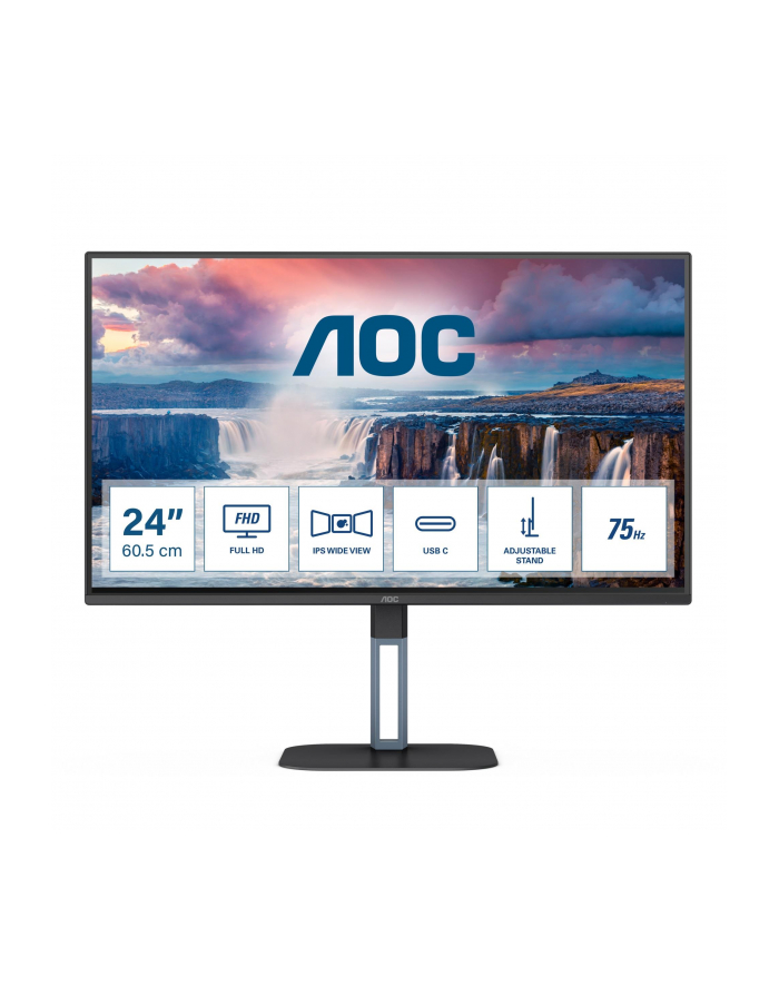AOC 24V5C/BK monitor komputerowy 60,5 cm (23.8') 1920 x 1080 px Full HD LED Czarny główny