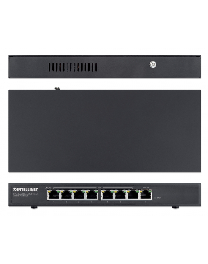 Intellinet 561679 łącza sieciowe Gigabit Ethernet (10/100/1000) Obsługa PoE Czarny główny
