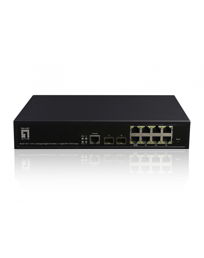 Level One GEP-1061 łącza sieciowe Zarządzany L2 Gigabit Ethernet (10/100/1000) Obsługa PoE Czarny główny