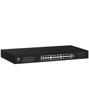Level One GEP-2841 łącza sieciowe Zarządzany L2 Gigabit Ethernet (10/100/1000) Obsługa PoE 1U Czarny