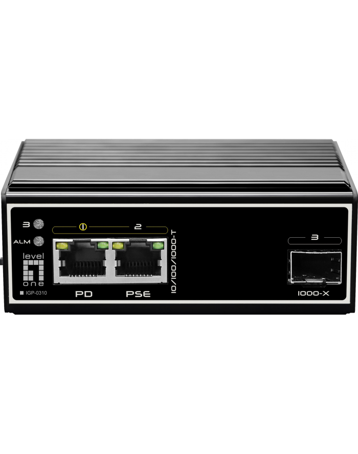 Level One IGP-0310 łącza sieciowe Gigabit Ethernet (10/100/1000) Obsługa PoE Czarny główny