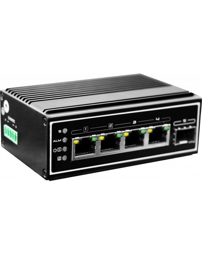 Level One IGP-0502 łącza sieciowe Nie zarządzany Gigabit Ethernet (10/100/1000) Obsługa PoE Czarny główny