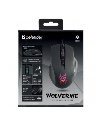 defender Mysz gamingowa przewodowa WOLVERINE GM-700L 12800 dpi 7P