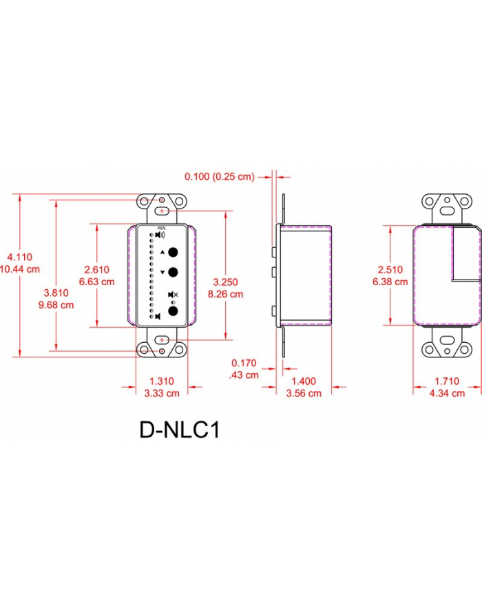 rdl D-NLC1 - sieciowy panel zdalnego sterowania z diodami LED, Dante, kolor biały główny