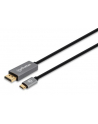 Manhattan 354851 adapter kablowy 3 m USB Type-C DisplayPort Czarny, Srebrny - nr 1